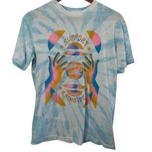 Amplifier Blue Tie Dye “Support Each other” Graphic Tee Shirt Womens Size Smal
